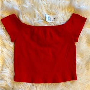 Red Ribbed Crop Top - Never Worn